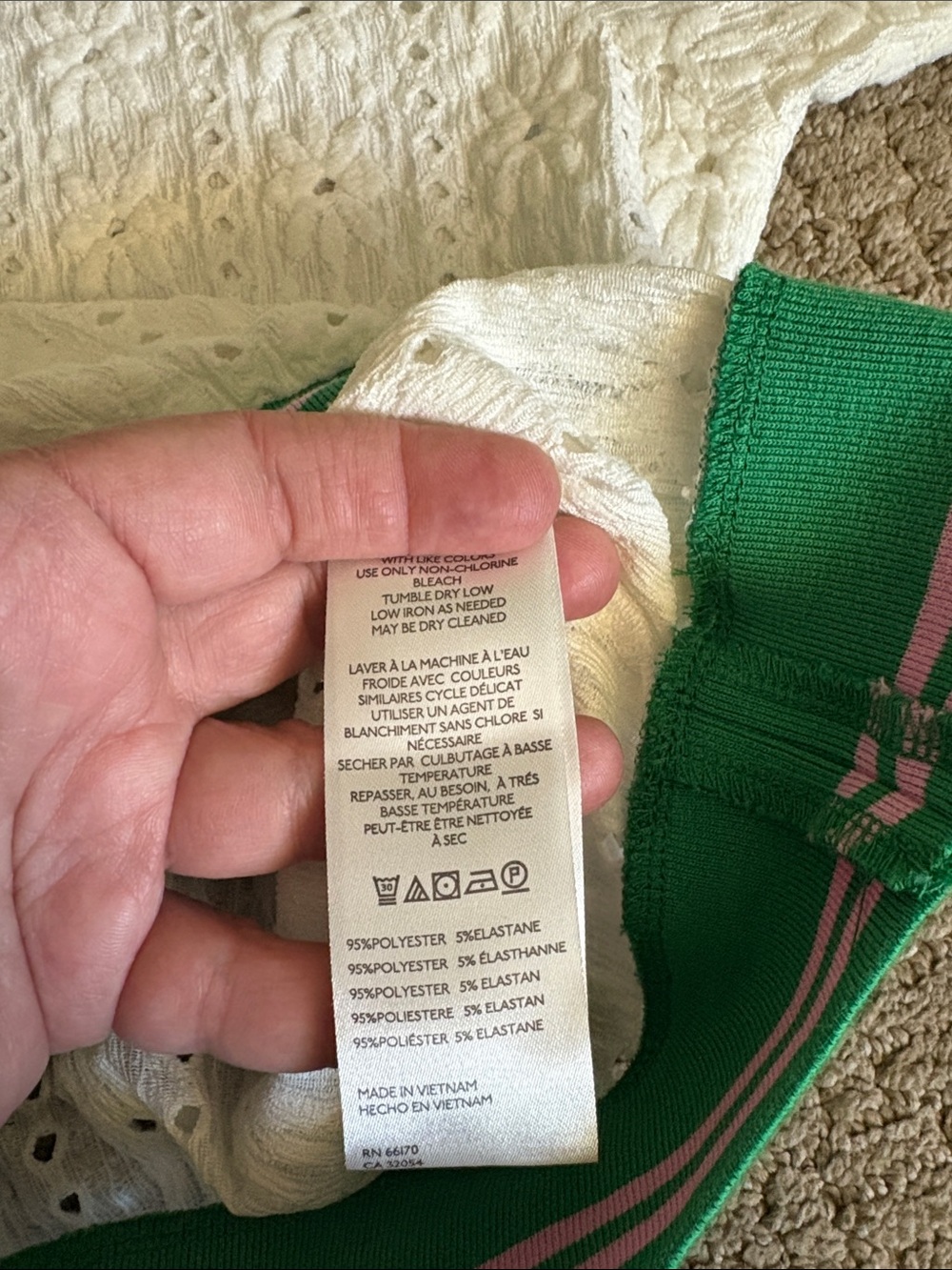 Anthropologie Maeve Puff Sleeve Lace Polo in White Green Size Medium New Tag - Picture 8 of 13